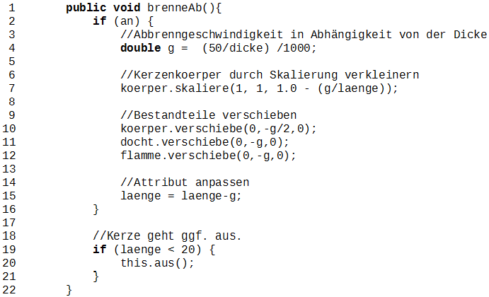 code Abbrennvorgang
