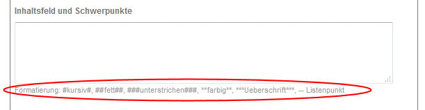Bild: Formatierungsmöglichkeiten für Textfelder