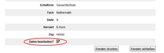 Bild: Bearbeitungsfunktion für ein Unterrichtsvorhaben auswählen