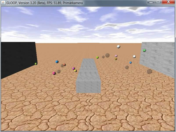 Abbildung 5: Flummisimulation mit verschiedenen B&auml;llen