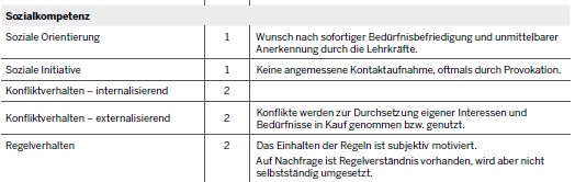 Einschätzung Lehrkraft